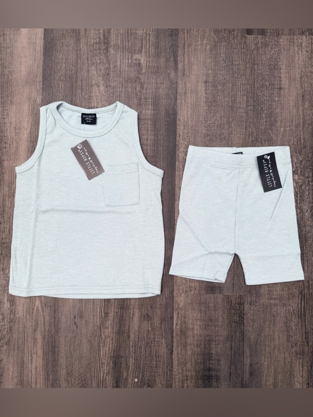 Little Bipsy Sea Glass Ribbed Tank & Shorts Set